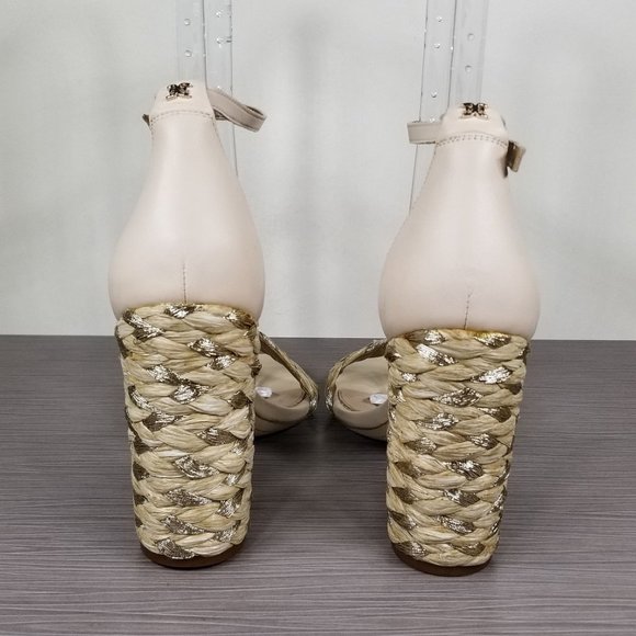 Sam Edelman Yoana Woven Trim Sandal, Ivory & Gold, Womens Size 9.5 M / 39.5 - Picture 5 of 13